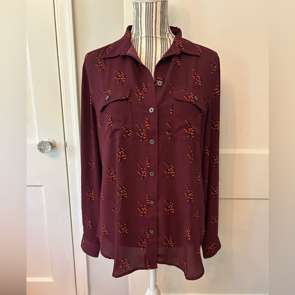 Loft Maroon Button Down Blouse